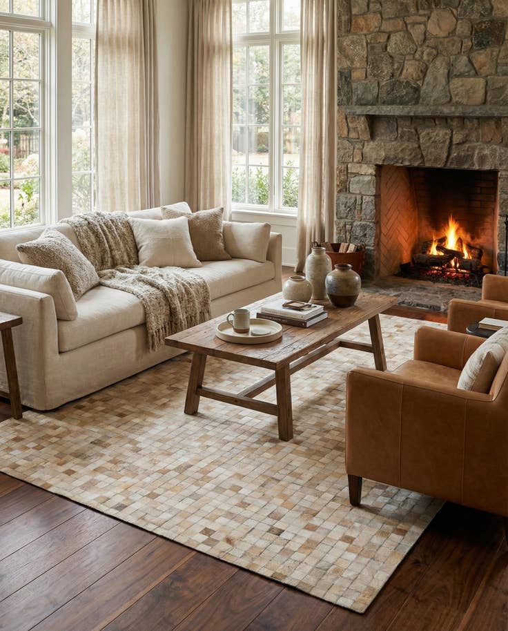 Detail image of 5' 1 x 8' 1 Cowhide - Patchwork Rug
