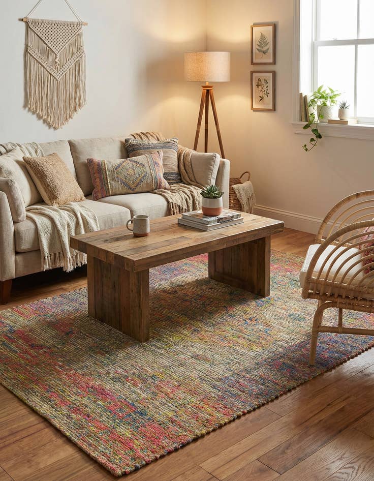 Detail image of  4' 1 x 6' 1  Hand Woven Chenille Jute Rug