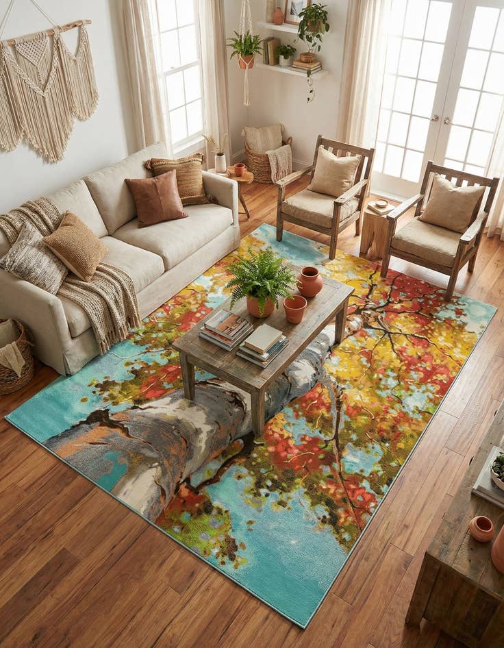 Detail image of 9' x 12' Easy-Clean Botanical Indoor / Outdoor Rug