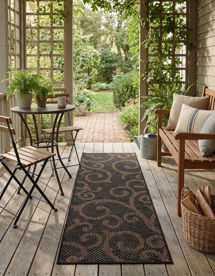 Detail image of 2' x 6'  Washable Botanical Indoor / Outdoor Runner Rug