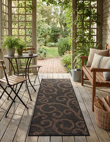 2' x 6' Easy-Clean Botanical Indoor / Outdoor Runner Rug