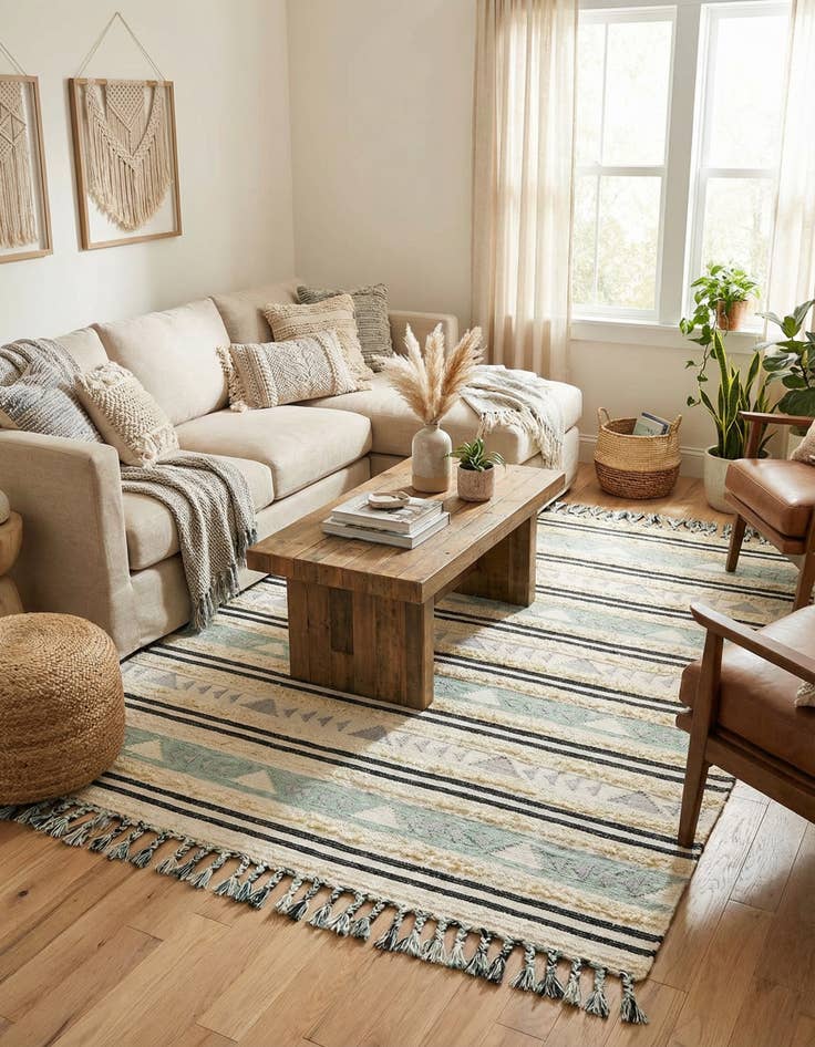 Detail image of 8' x 10'  Hand Woven Arizona Wool Rug