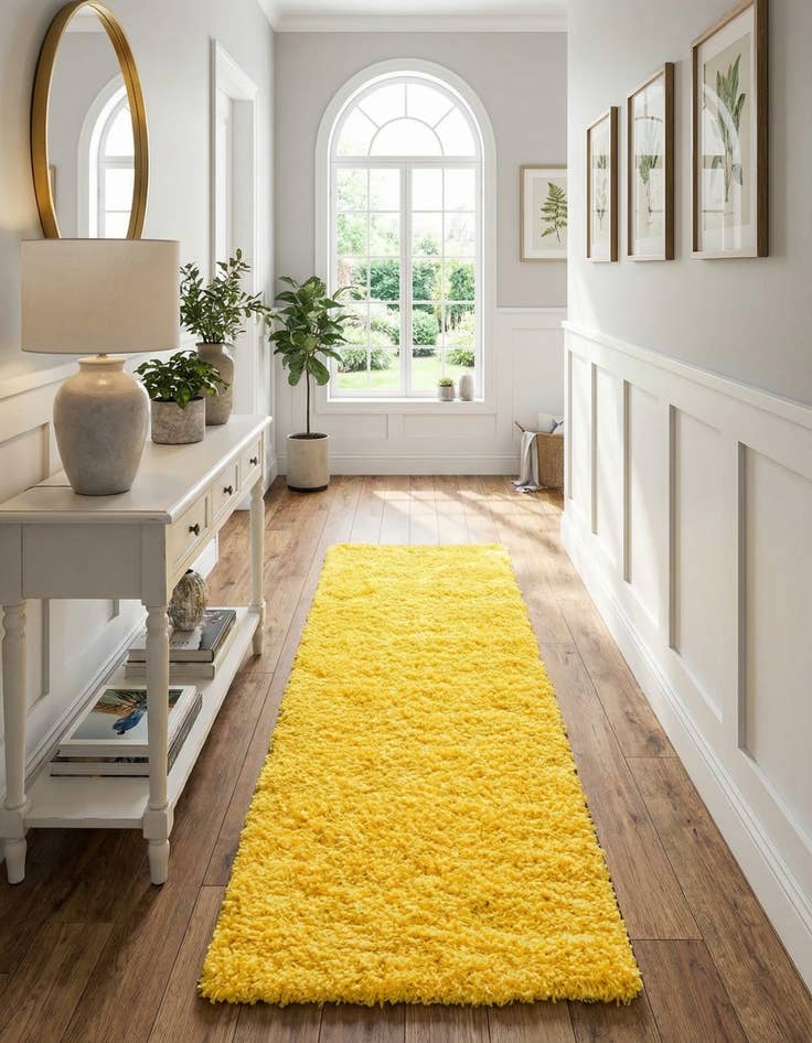 Detail image of  2' 7 x 19' 8 Solid Shag Runner Rug