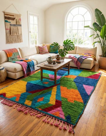 6' 5 x 9' 6 Hand Knotted Moroccan Wool Rug