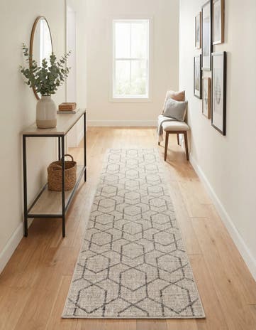 Ivory Eco Trellis Runner Rug