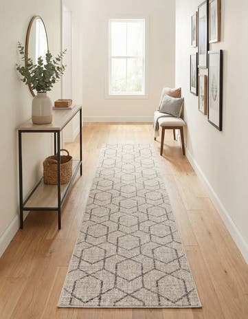 Ivory Eco Trellis Runner Rug