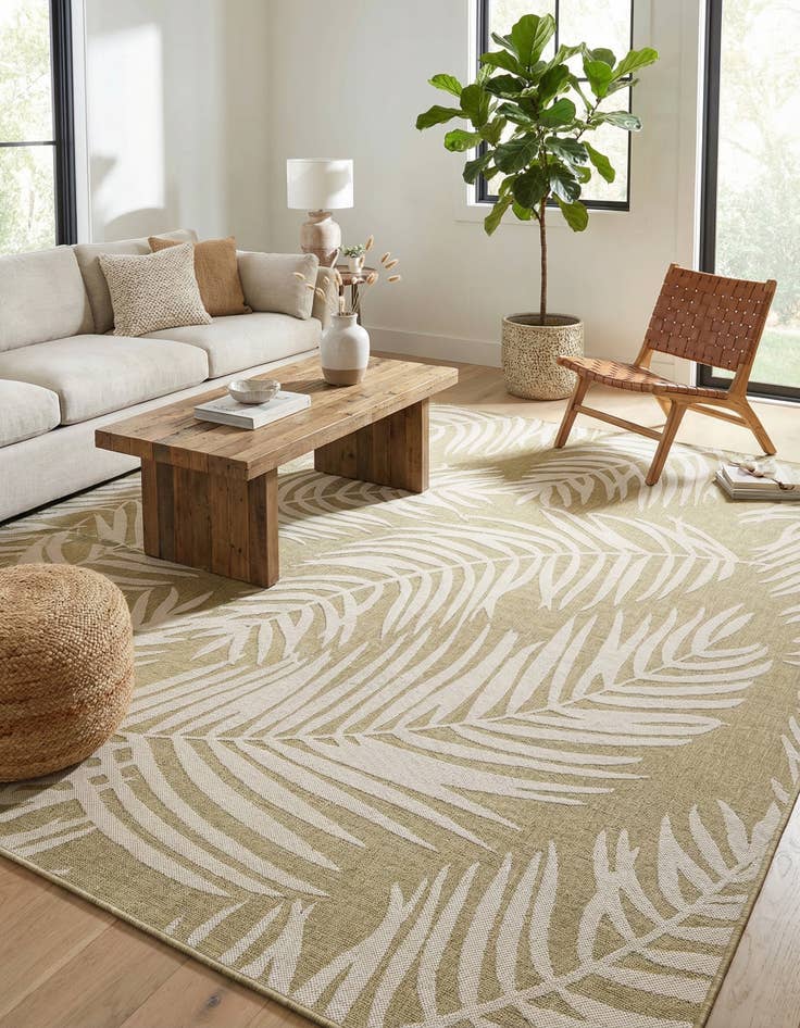 Detail image of 10' 8 x 10' 8  Washable Botanical Indoor / Outdoor Square Rug