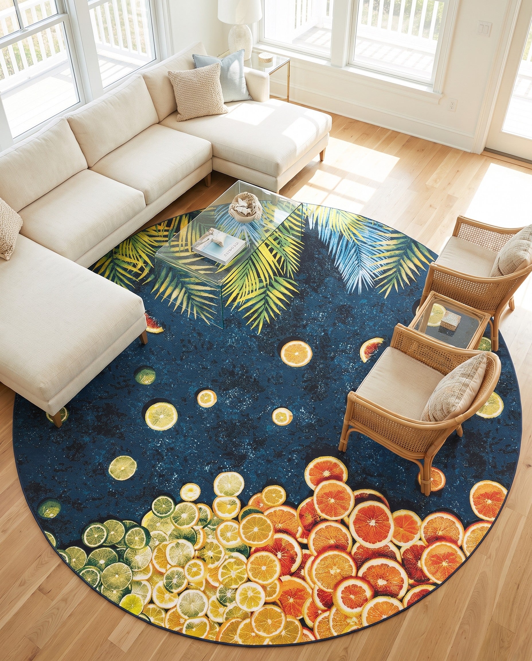 12' x 12' Easy-Clean Coastal Indoor / Outdoor Round Rug