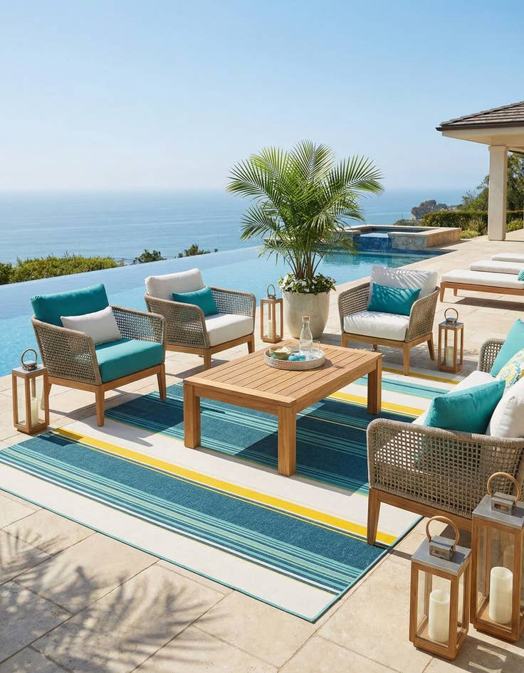 Detail image of 10' x 14'  Washable Border Indoor / Outdoor Rug