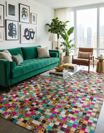 5' 1 x 8' Cowhide Leather Rug