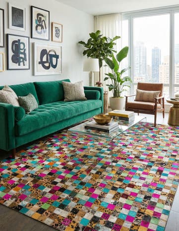 5' 1 x 8' Cowhide Leather Rug