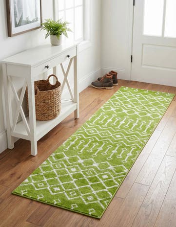 Green Kasbah Trellis Runner Rug