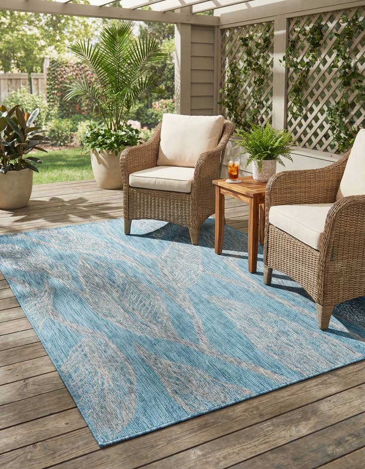 Detail image of 4' x 6' Easy-Clean Botanical Indoor / Outdoor Rug