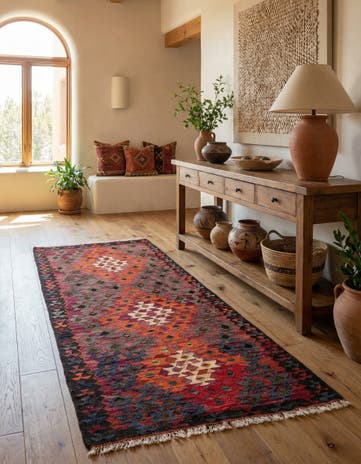 4' 4 x 8' 5 Hand Woven Kilim Fars Wool Runner Rug
