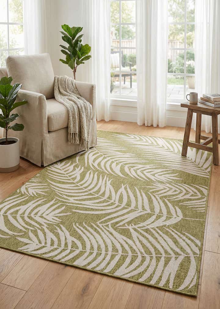 5' 3 x 8' Easy-Clean Botanical Indoor / Outdoor Rug