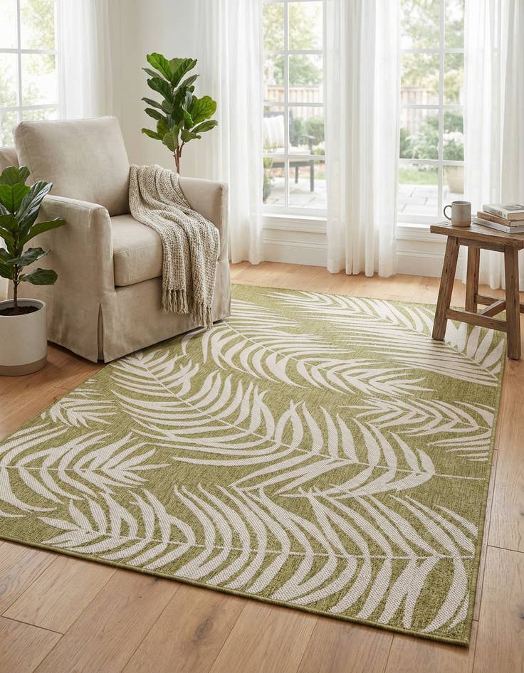 Detail image of 5' 3 x 8' Easy-Clean Botanical Indoor / Outdoor Rug