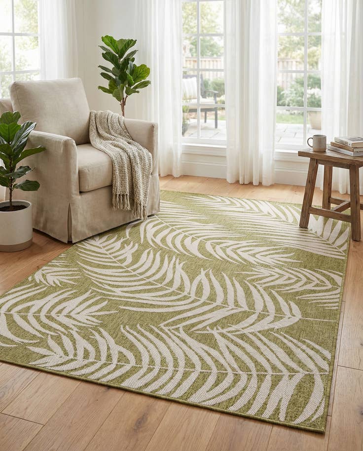 Detail image of 5' 3 x 8' Easy-Clean Botanical Indoor / Outdoor Rug