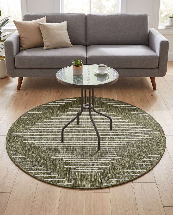 4' x 4' Easy-Clean Modern Indoor / Outdoor Round Rug