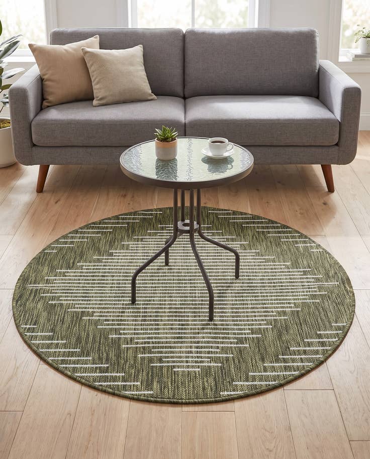 Detail image of 4' x 4' Easy-Clean Modern Indoor / Outdoor Round Rug