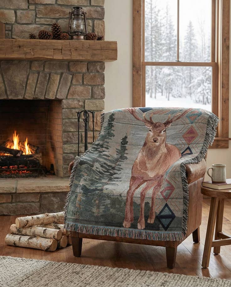 Detail image of 4' 6 x 6' Animals Lodge 3 Throw Blanket