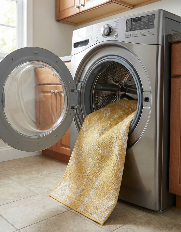 Detail image of 2' x 4'  Washable Bohemian Indoor / Outdoor Runner Rug