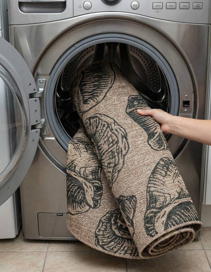 Detail image of 6' x 6'  Washable Coastal Indoor / Outdoor Round Rug