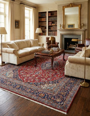 9' 8 x 13' 3 Hand Knotted Kashan Persian Wool Rug