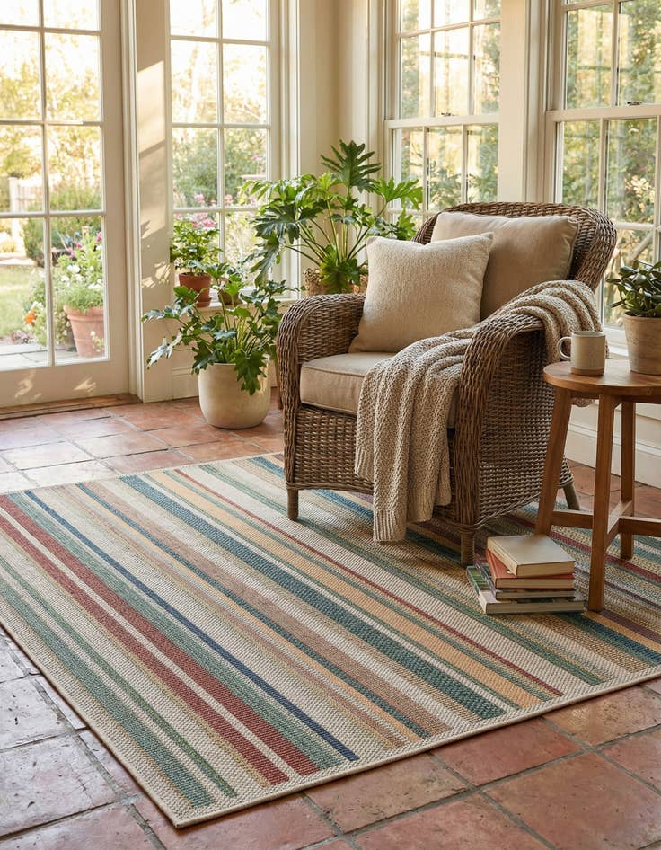 Detail image of 6' x 6'  Washable Baja Indoor / Outdoor Square Rug