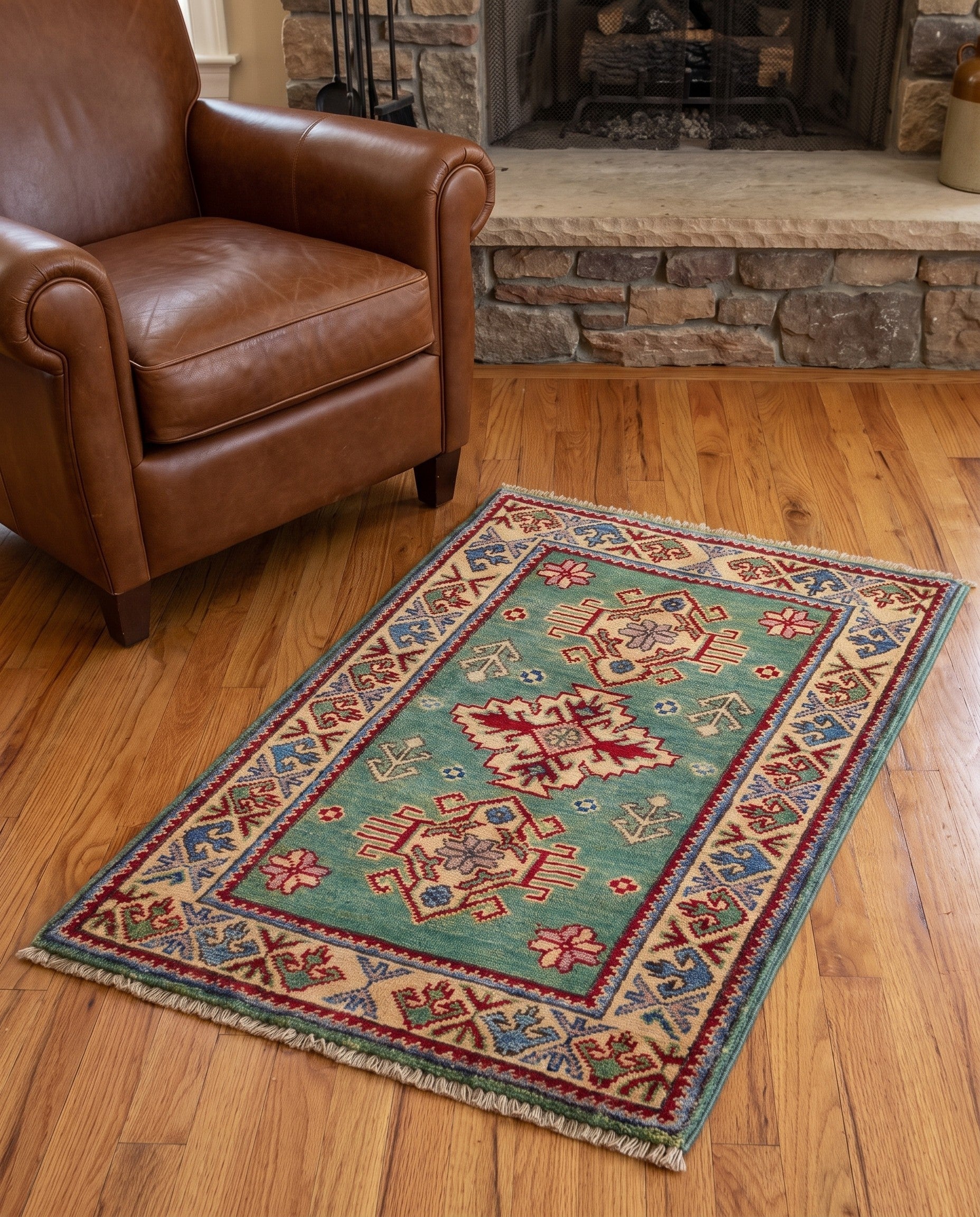 2' x 3' 1 Hand Knotted Kazak Rug