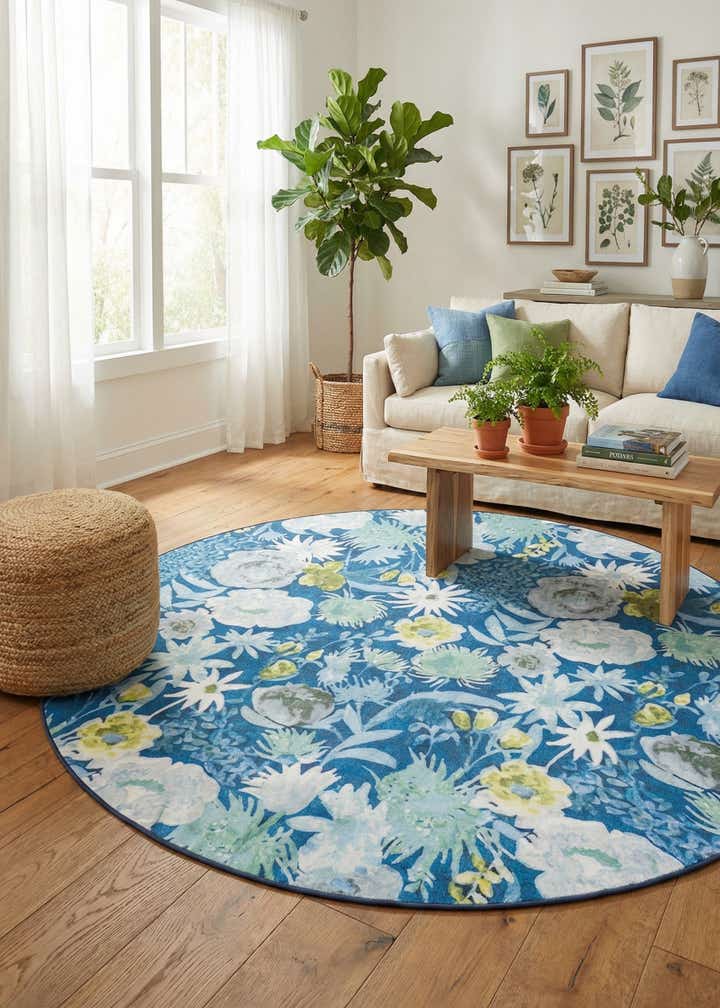 10' x 10' Easy-Clean Jill Zarin Caribbean Indoor / Outdoor Round Rug