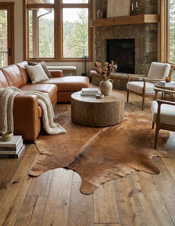 6' 5 x 6' 8 Cowhide Leather Square Rug