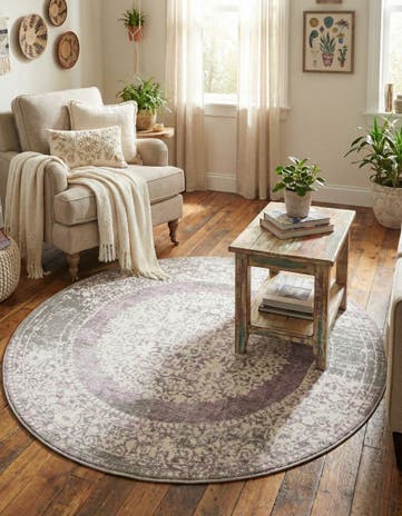 Purple Modern Classical Round Rug
