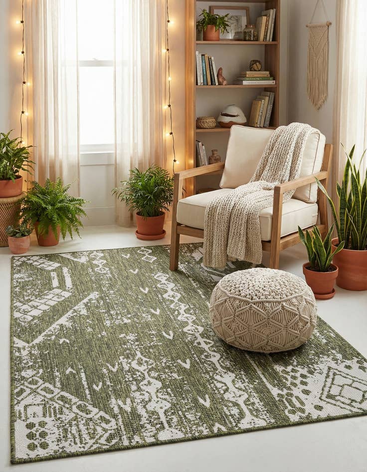 Detail image of 4' x 6' Easy-Clean Bohemian Indoor / Outdoor Rug