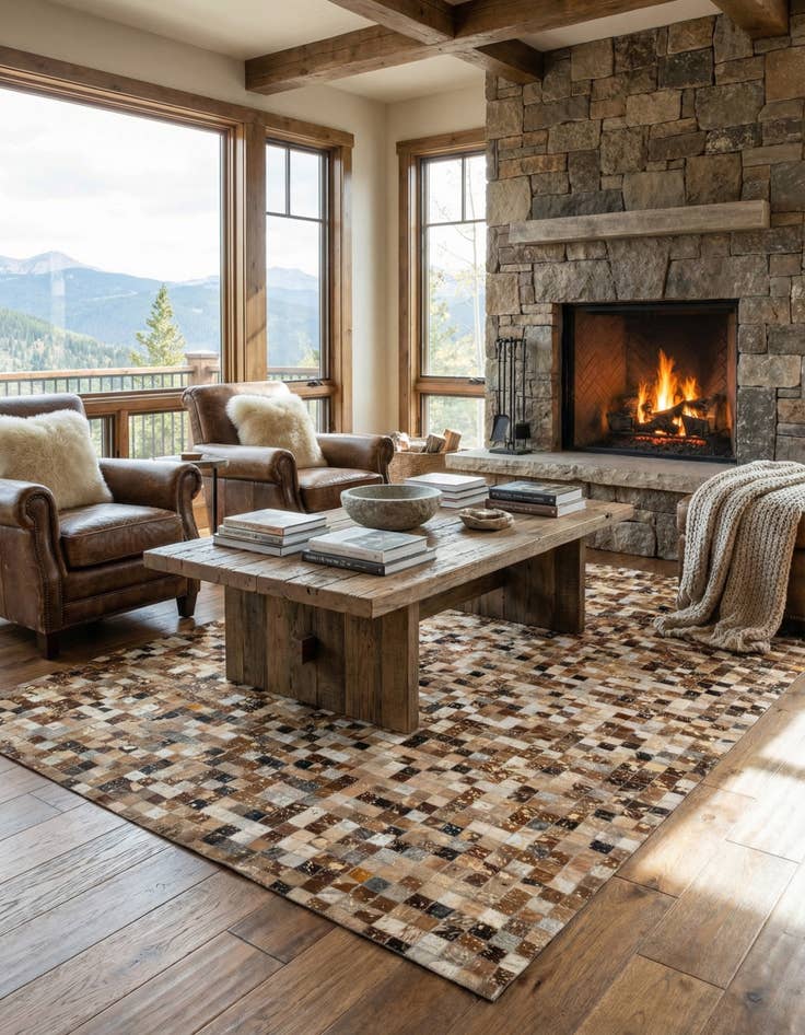 Detail image of  5' 1 x 7' 11 Cowhide - Patchwork Rug