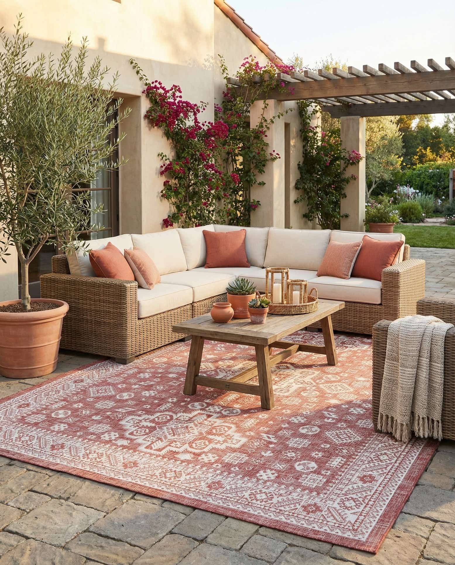 10' x 13' Easy-Clean Aztec Indoor / Outdoor Rug