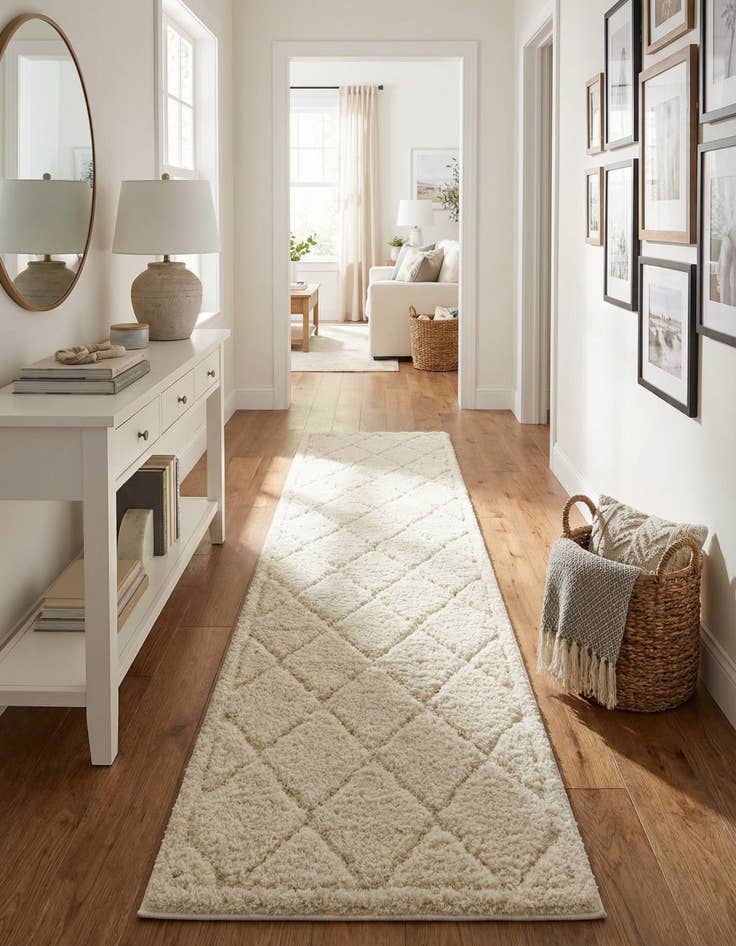 Detail image of 2' 7 x 10' Trellis Shag Runner Rug