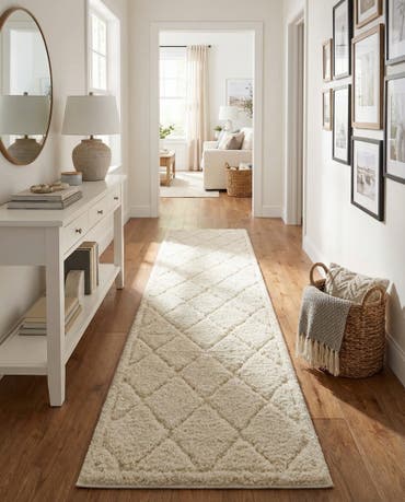  2' 7 x 10' Lattice Shag Runner Rug