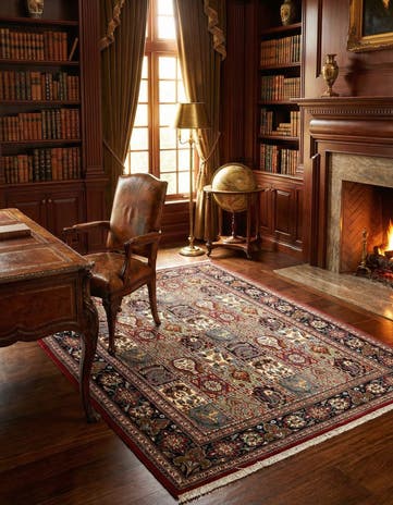 4' 8 x 6' 8 Hand Knotted Qom Persian Rug