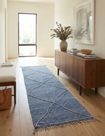 3' 7 x 11' 1 Hand Woven Kilim Modern Wool Runner Rug