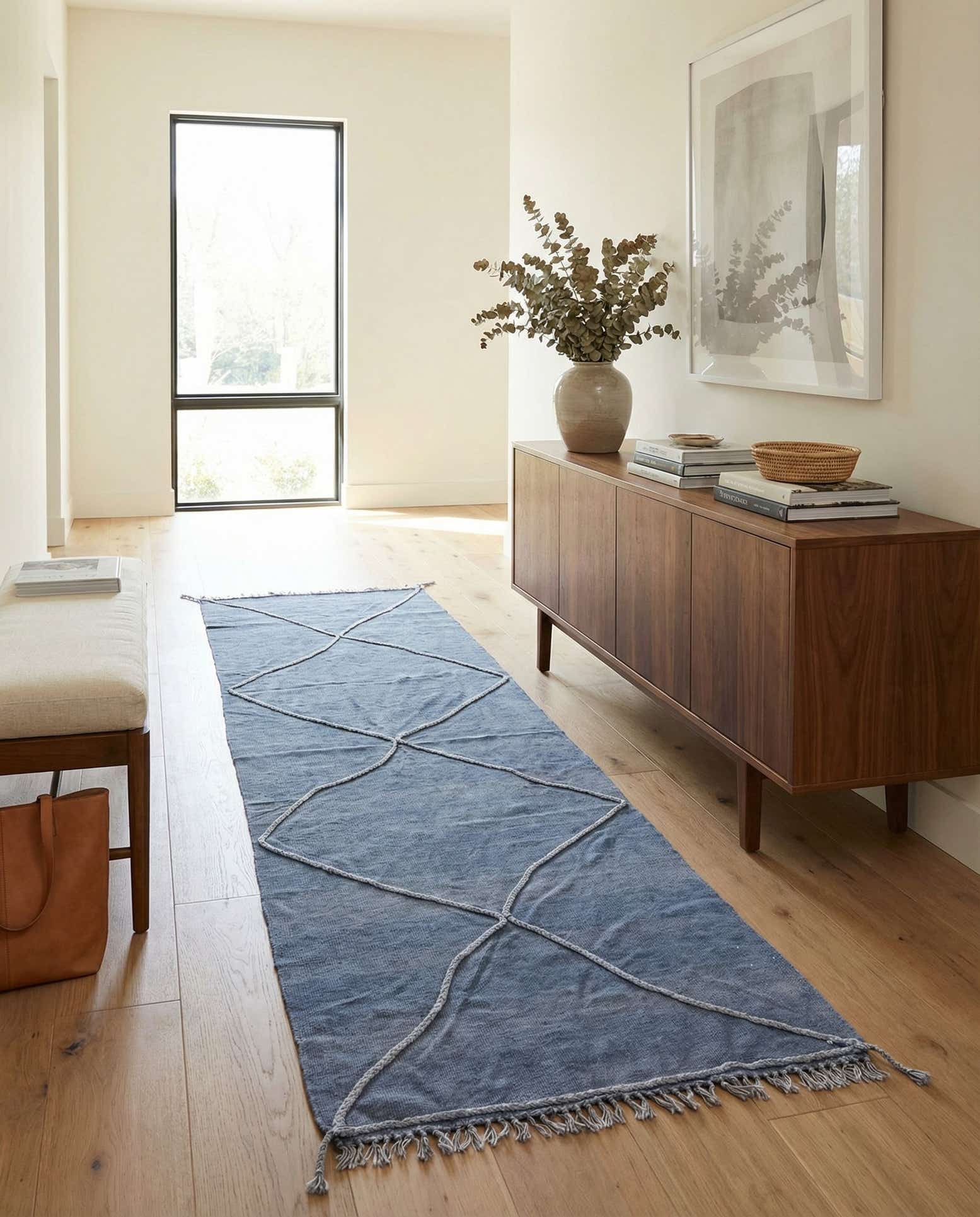 3' 7 x 11' 1 Hand Woven Kilim Modern Wool Runner Rug