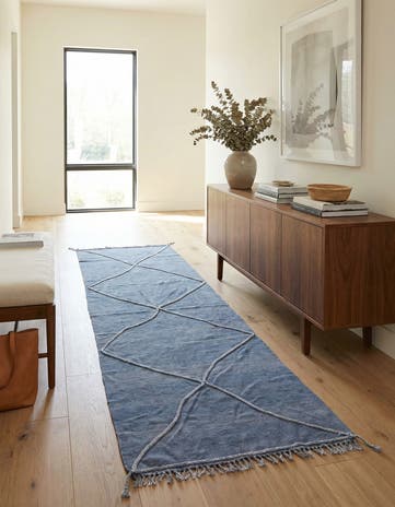 3' 7 x 11' 1 Hand Woven Kilim Modern Wool Runner Rug