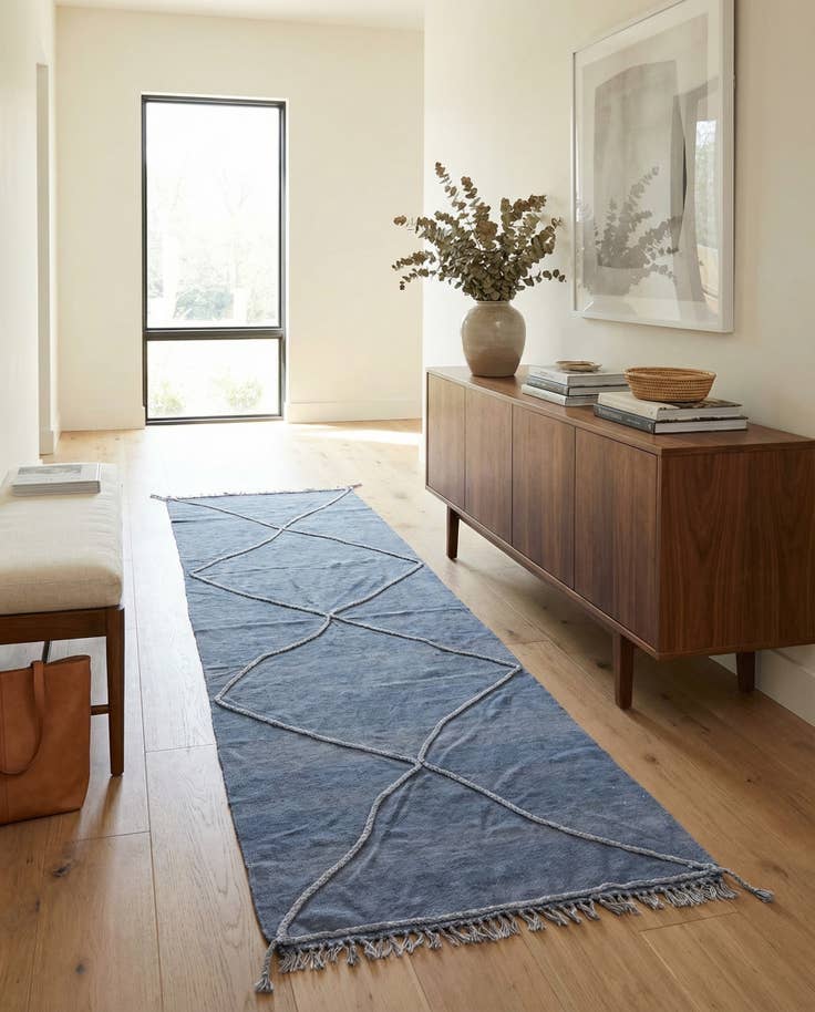 Detail image of 3' 7 x 11' 1 Hand Woven Kilim Modern Wool Runner Rug