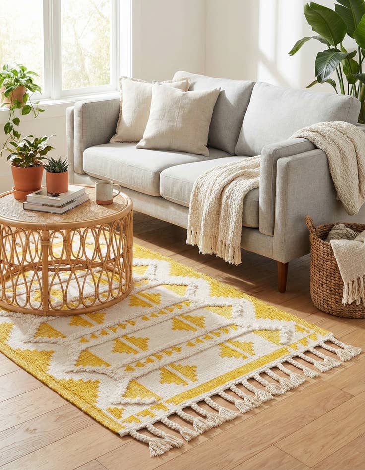 Detail image of  4' 1 x 6' 1  Hand Woven Arizona Wool Rug