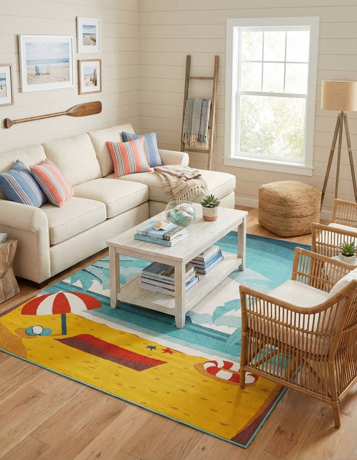 Detail image of  7' 10 x 10'  Washable Coastal Indoor / Outdoor Rug