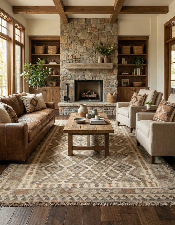 Detail image of 6' 6 x 10' 3  Hand Woven Kilim Maymana Wool Rug