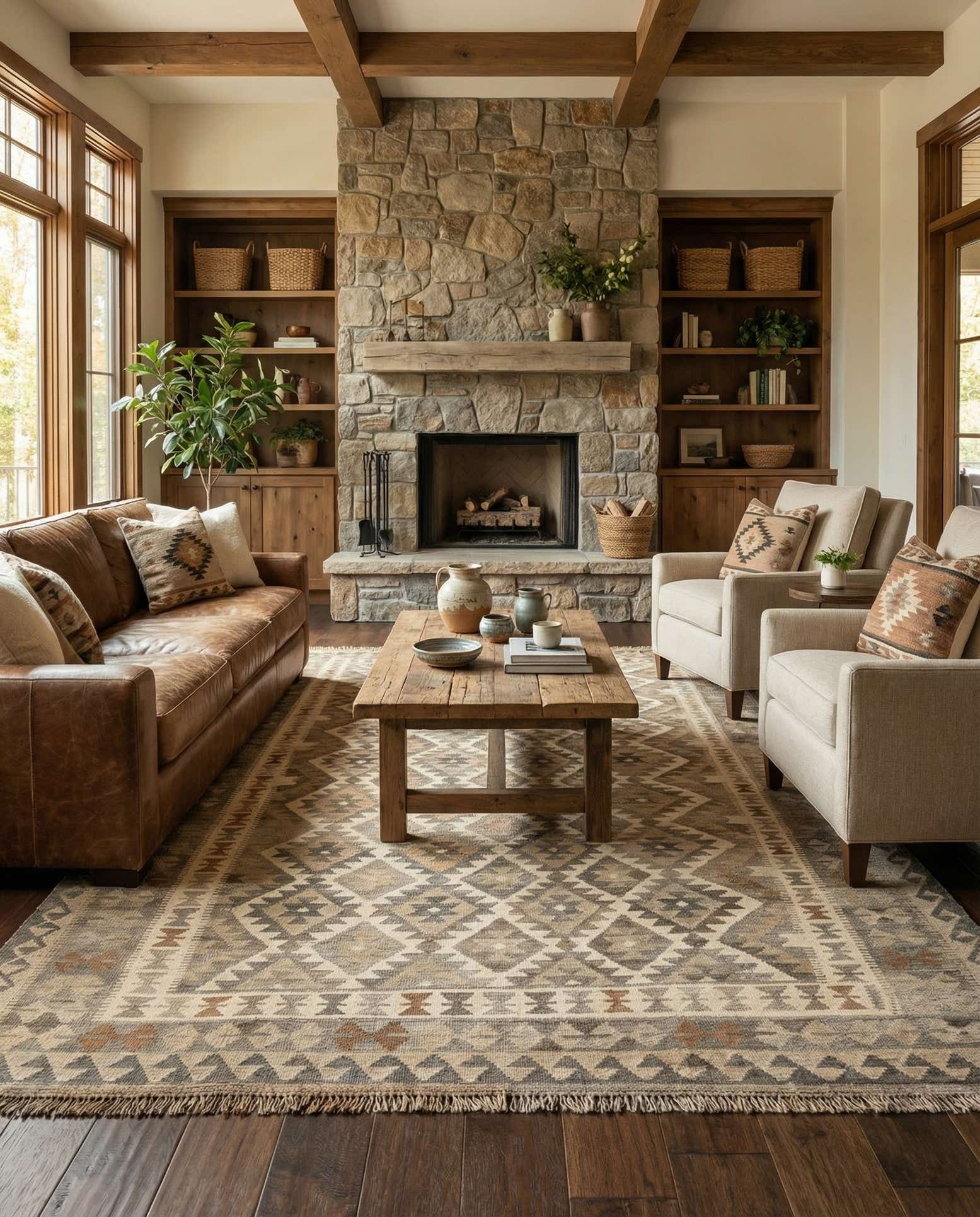 6' 6 x 10' 3 Hand Woven Kilim Maymana Wool Rug