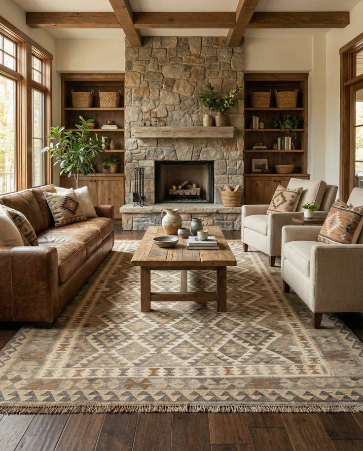 Detail image of 6' 6 x 10' 3 Hand Woven Kilim Maymana Wool Rug