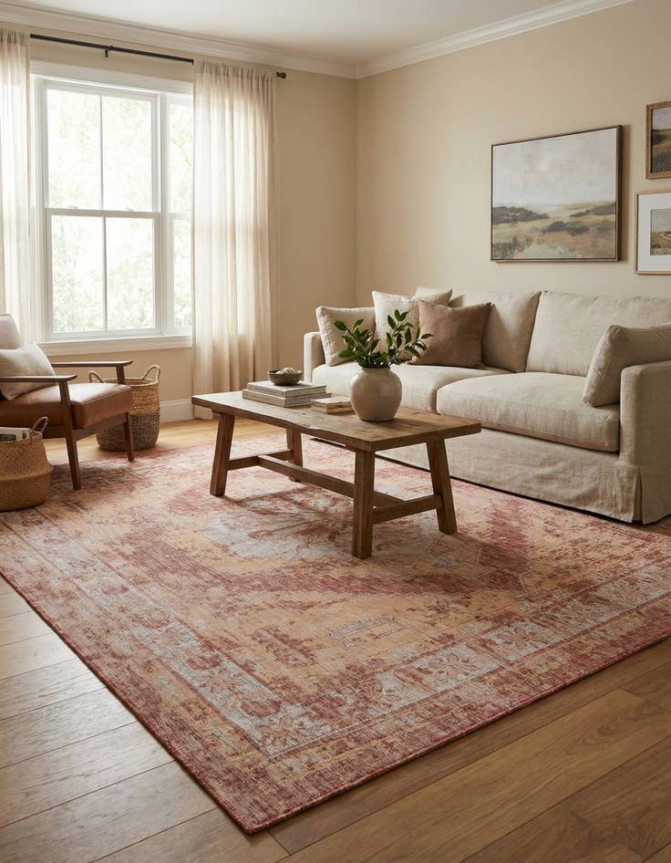 Detail image of 10' x 10'  Washable Traditional Indoor / Outdoor Square Rug