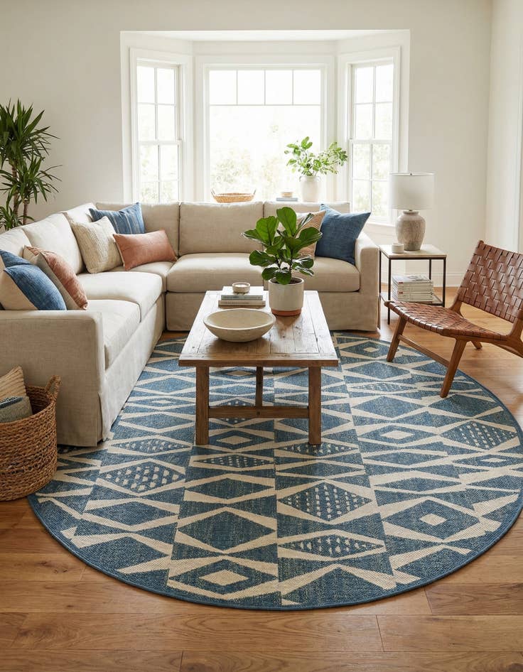 Detail image of  10' x 10'  Washable Baja Indoor / Outdoor Round Rug