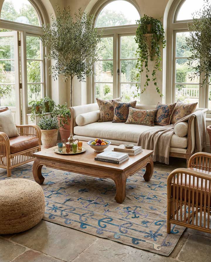 6' 3 x 9' Hand Woven Kilim Suzani Wool Rug
